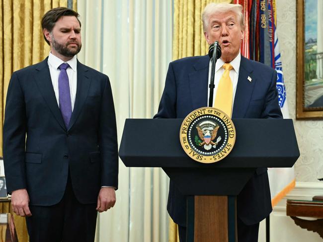 US Vice President JD Vance (L) and US President Donald Trump, who declined to nominate his VP as his successor in 2028. Picture: AFP