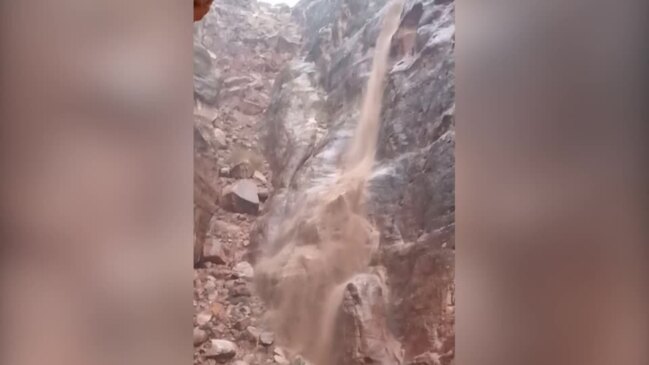 Heavy rainfall creates waterfalls in ancient city of Petra