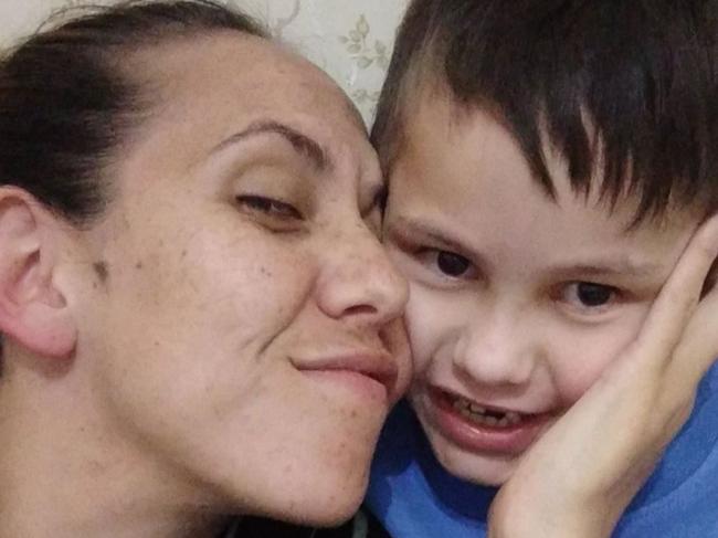 Natalie Sands with her son Orlando, who died in the house fire.