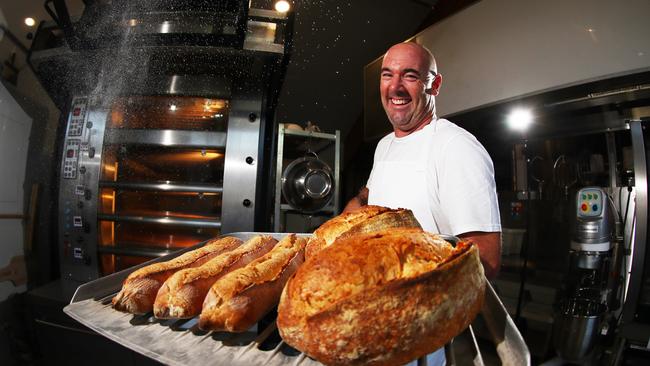 Baker Gavin Rudd with some loaves of bread, pastries at Tweed Heads. Photo: Jason O'Brien