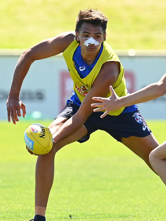 No. 1 pick Jamarra Ugle-Hagan at Bulldogs training. Picture: Getty