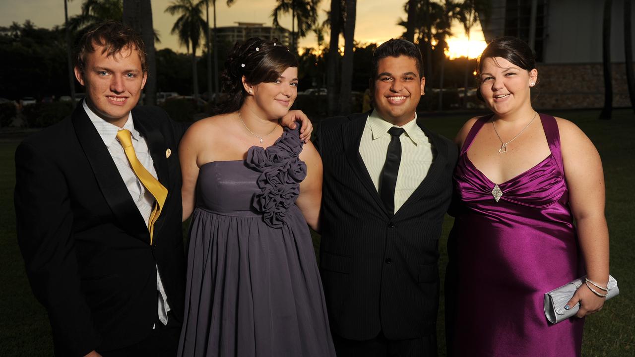 Aiden Harding, Laura Scoggins, Wayde Stokes and Emma Carne at the Palmerston High School 2010 formal at SkyCity Casino.