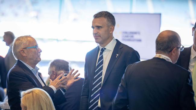 Tony Shepherd speaks with South Australian Premier Peter Malinauskas. Picture: Wayne Taylor