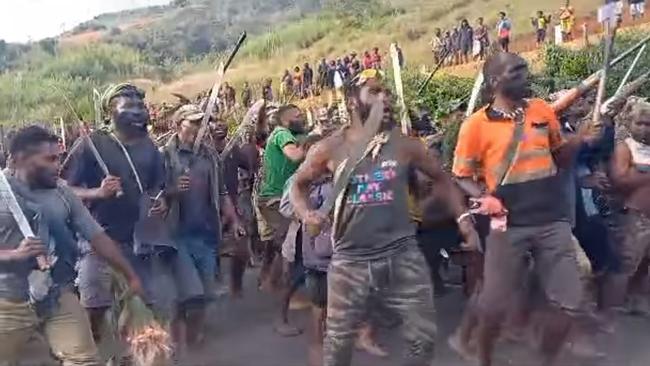 Tribal fighters in Papua New Guinea's Enga Province show their strength. Picture: Facebook