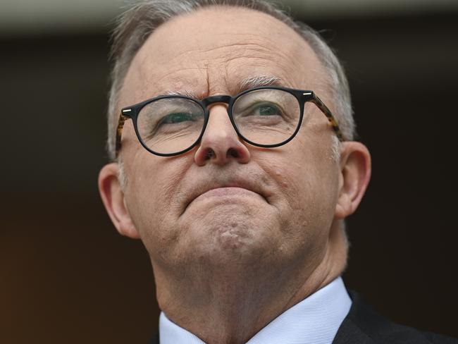 CANBERRA, AUSTRALIA, NewsWire Photos. JANUARY 24, 2024: The Prime Minister, Anthony Albanese and Minister for Communications, Michelle Rowland announce the new ABC Chair Kim Williams at Parliament House in Canberra. Picture: NCA NewsWire / Martin Ollman