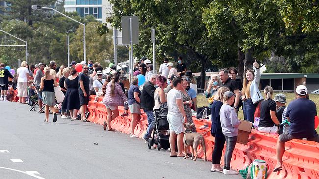 Families celebrate doing Father’s Day at Coolangatta on Sunday. Picture: Richard Gosling