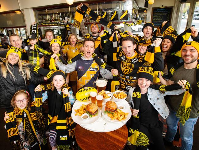 Footy fans at the Spread Eagle Hotel. Picture: Mark Stewart.