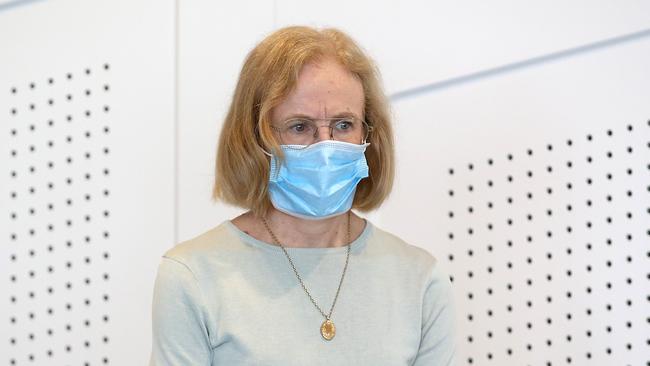 Chief Health officer Jeannette Young looks on at a press conference on January 09, 2021. Queensland has recorded no new cases of coronavirus overnight as Brisbane residents remain under lockdown. Picture: Jono Searle/Getty Images.