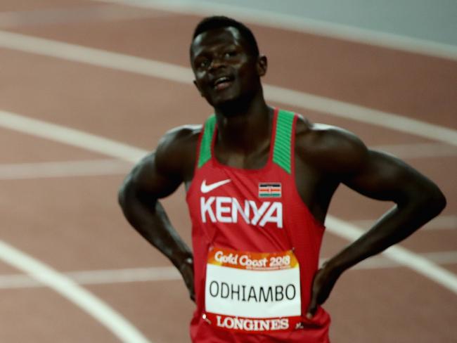 Kenyan sprinter Mark Odhiambo was withdrawn from men’s 100m heats. Picture: Cameron Spencer/Getty Images