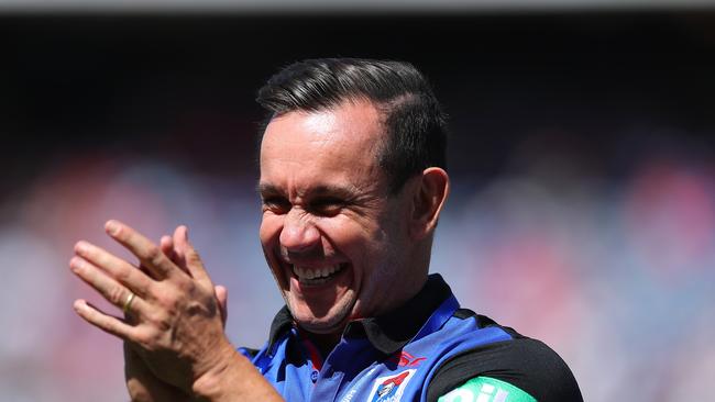 Matty Johns cheering on his former team. Picture: Ashley Feder/Getty Images