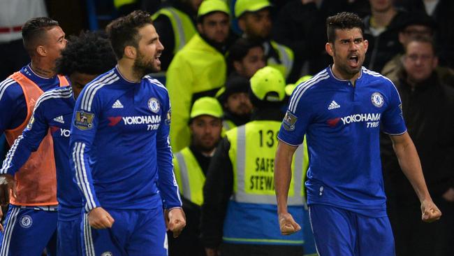 Diego Costa (R) with Cesc Fabregas.