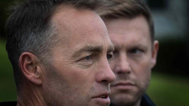 Coach Alastair Clarkson is leaving the club and handing it over to Sam Mitchell. Presser at Waverley Park. Picture: Tony Gough