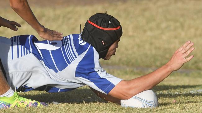 Cowboys Cup Schoolboys Football at Kern Brothers Drive. Townsville High against Pimlico High. Picture: Evan Morgan