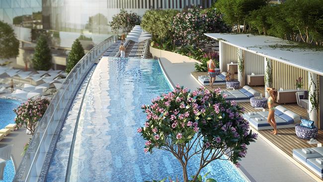 An artist’s impression of a swimming pool at the One Barangaroo residences. Picture: Supplied