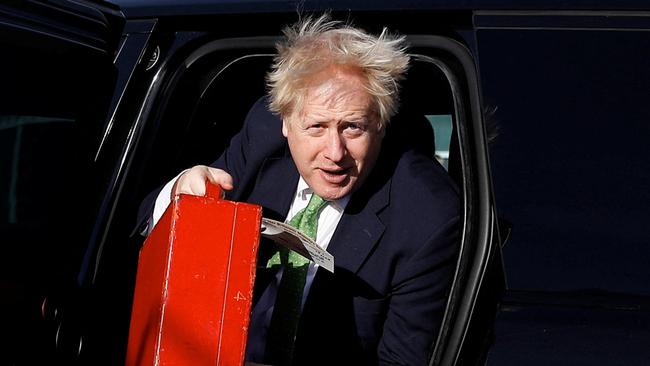 Boris Johnson arrives to board an aircraft for Kiev on Tuesday. Picture: AFP