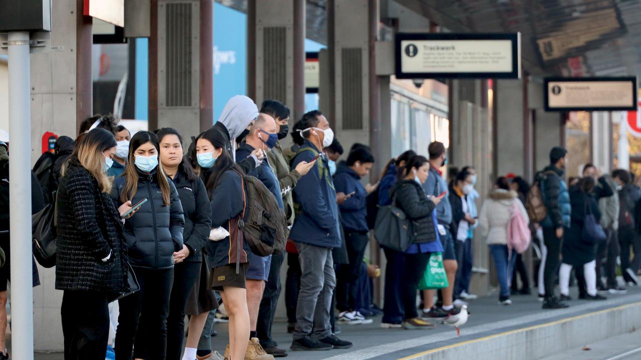 Commuters waiting for the light rail at Sydney's Central Station. .Picture: NCA NewsWire / Nicholas Eagar