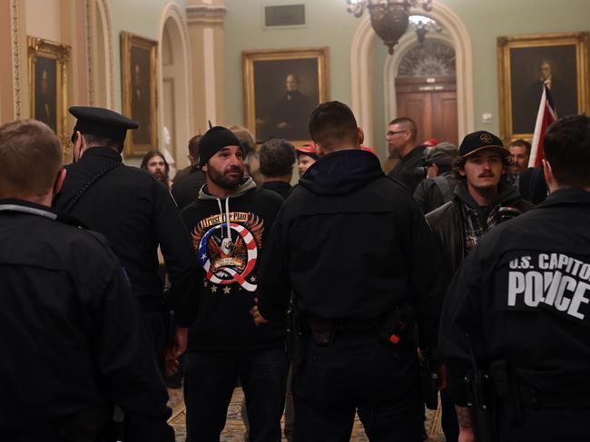 Supporters of US President Donald Trump enter the US Capitol. Picture: AFP.