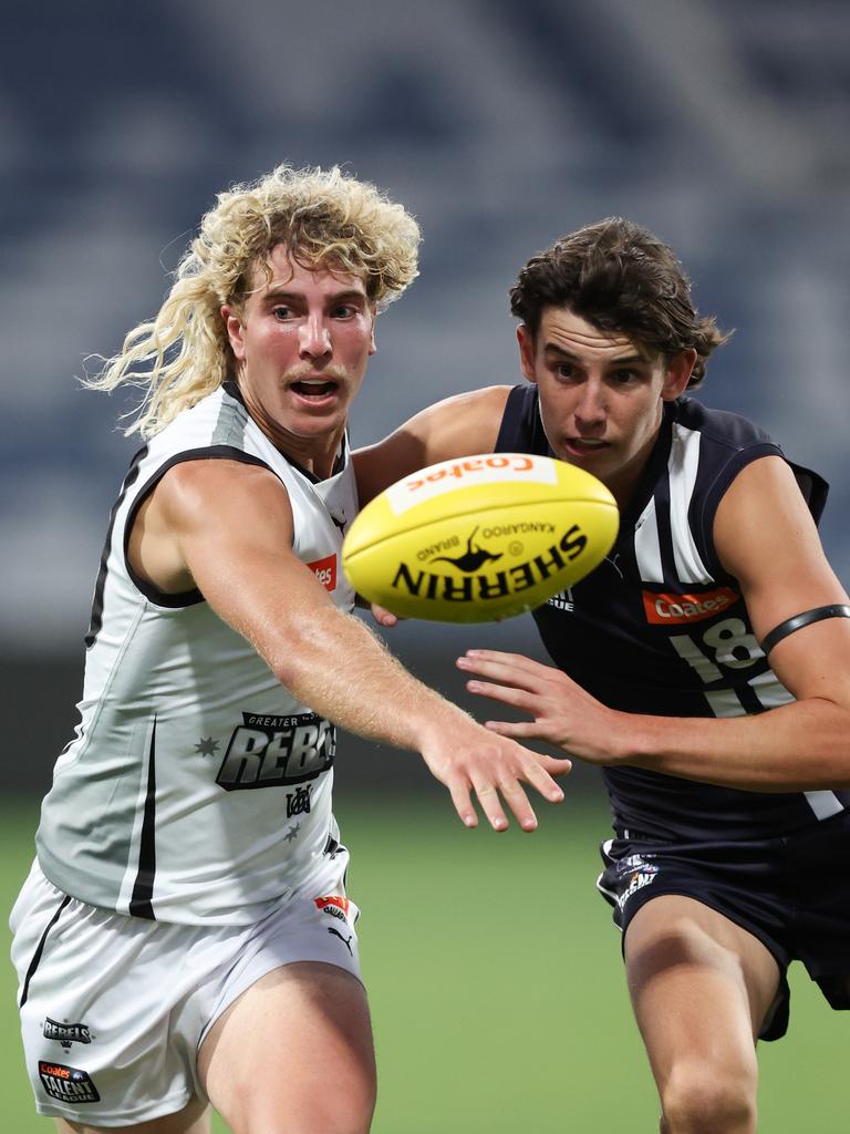 Noah Caracella in action for the Falcons. Picture: Rob Lawson/AFL Photos