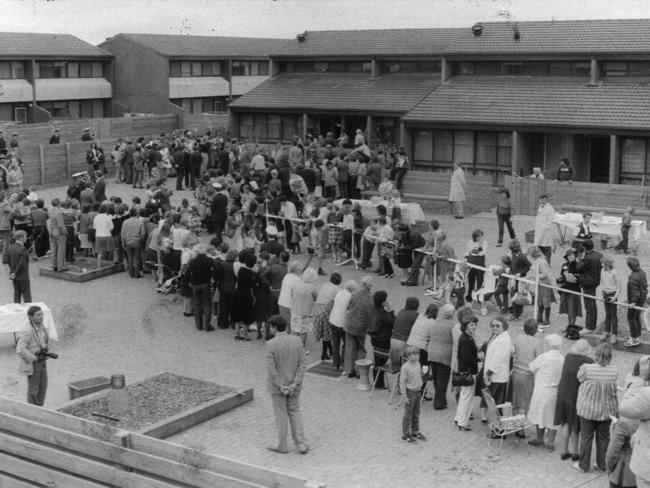 Princes Charles and Princess Diana greeted by crowds at Paisley housing estate in Altona.