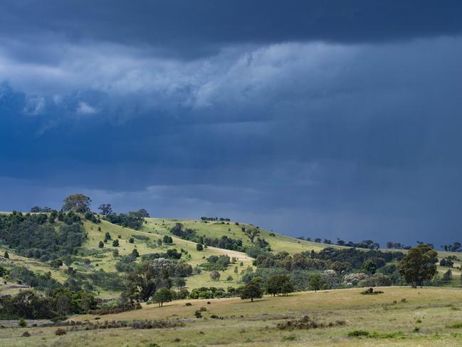 NEWS: Weather photoWeather photo. Storm. Rain. Dark Sky. Looking towards the Upper Coliban Reservoir.PICTURED: Weather photo. Generic weather rain storm. Stock PhotoPicture: Zoe Phillips