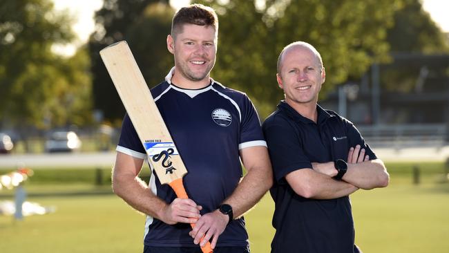 Hayden Butterworth (left), with Clinton Peake, took 5/17 against Melbourne.