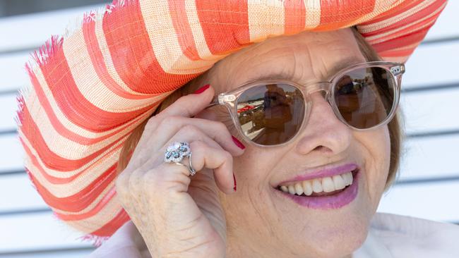 Legendary trainer Gai Waterhouse and her “lucky charm”, a Blue Diamond ring won by her father Tommy Smith. Picture: Timothy Burgess/VRC