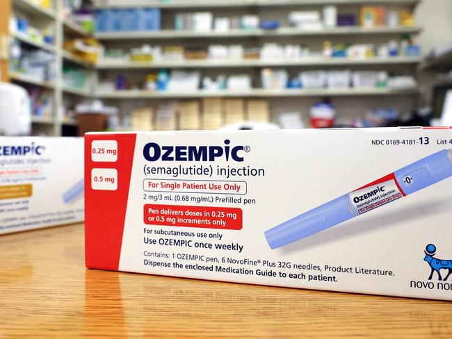 LOS ANGELES, CALIFORNIA - APRIL 17: In this photo illustration, boxes of the diabetes drug Ozempic rest on a pharmacy counter on April 17, 2023 in Los Angeles, California. Ozempic was originally approved by the FDA to treat people with Type 2 diabetes- who risk serious health consequences without medication. In recent months, there has been a spike in demand for Ozempic, or semaglutide, due to its weight loss benefits, which has led to shortages. Some doctors prescribe Ozempic off-label to treat obesity. (Photo illustration by Mario Tama/Getty Images) (Photo by MARIO TAMA / GETTY IMAGES NORTH AMERICA / Getty Images via AFP)