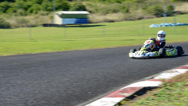 HEARTS RACING: New kart racer Riley Grande on the track at Lismore Kart Club.