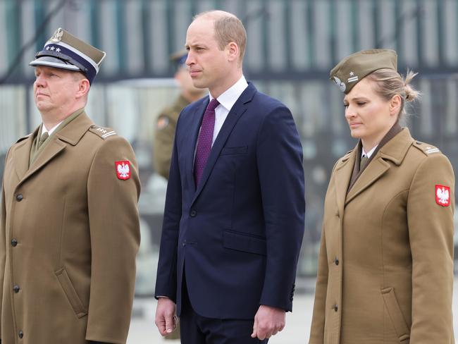 A sombre Prince William during the ceremony. Picture: Getty Images