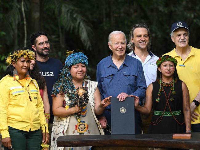 Mr Biden announced a plan to ‘reforest the Amazon’. Picture: Saul Loeb/AFP