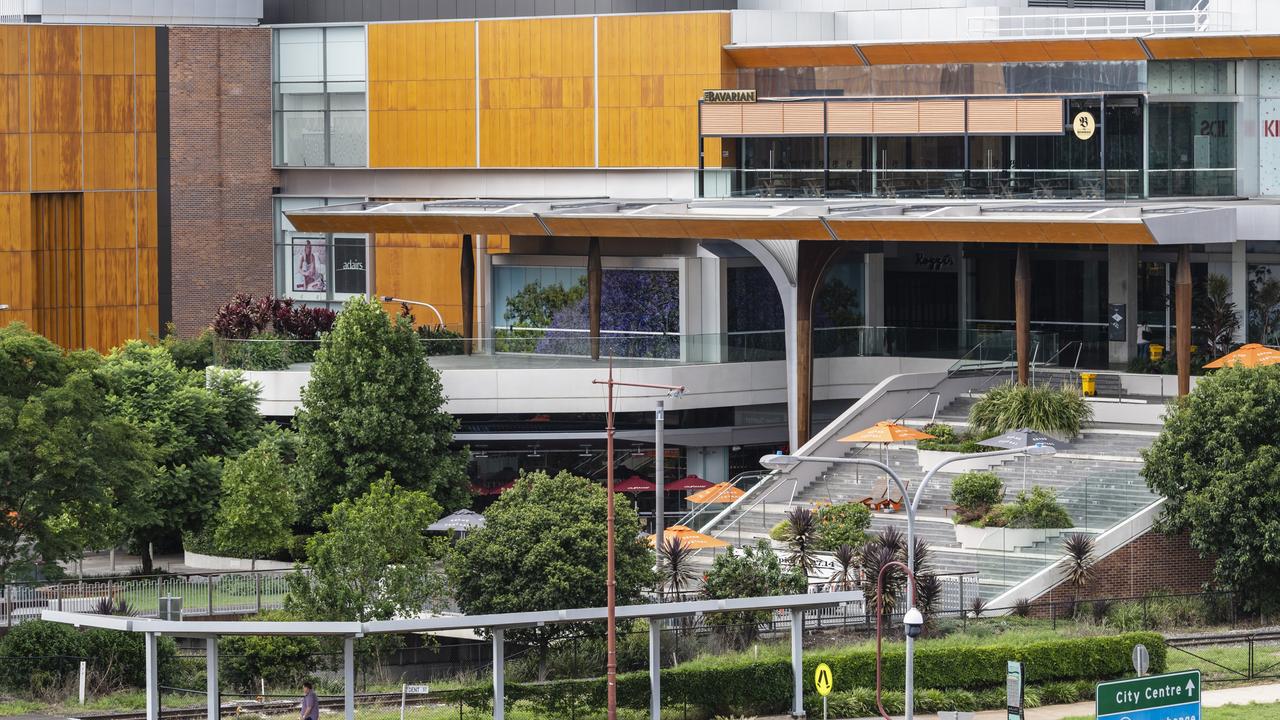 Exterior staircase of Grand Central shopping centre as seen from Mylne St residential tower block, Thursday, March 23, 2023. Picture: Kevin Farmer