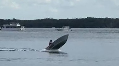 This tinny driver was seen hooning around the Broadwater on Thursday morning.