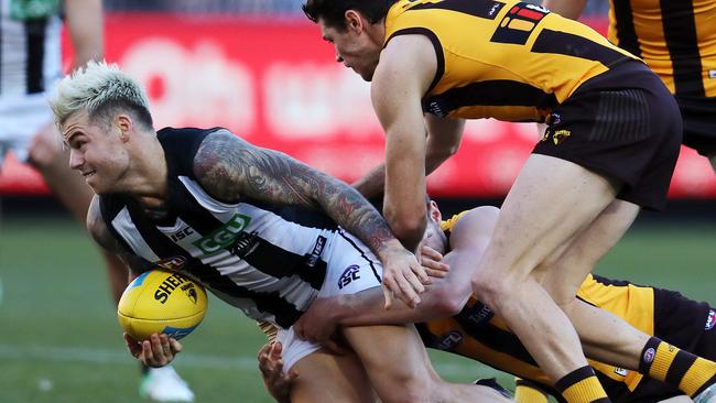 Jamie Elliott’s injury woes have hurt the Pies. Picture: Michael Klein