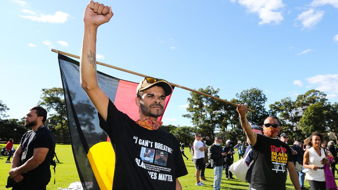 David Dungay Jr’s nephew Paul Silva attended yet another protest seeking justice for his uncle’s death on Sunday. Picture: NCA NewsWire / Gaye Gerard