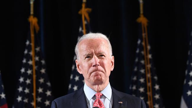 At least six women have accused Biden of inappropriate hugs, kisses and touching. Picture: Saul Loeb/AFP