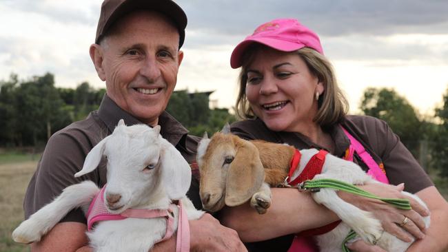 Ian and Leanne Neeland with their new goats.