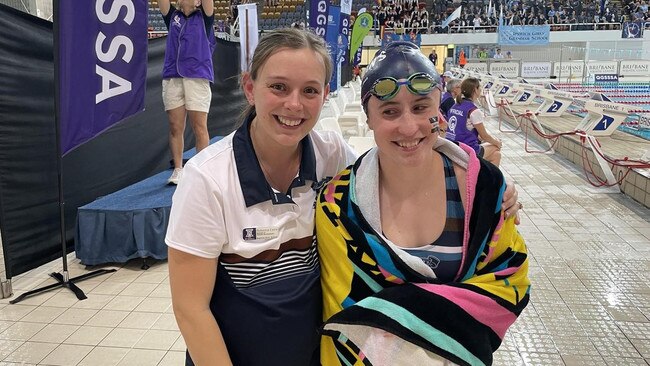 St Aidan's Anglican Girls' School's Phoebe Finlay, right, who made history alongside St Hilda's Holly Warn at last year's event.