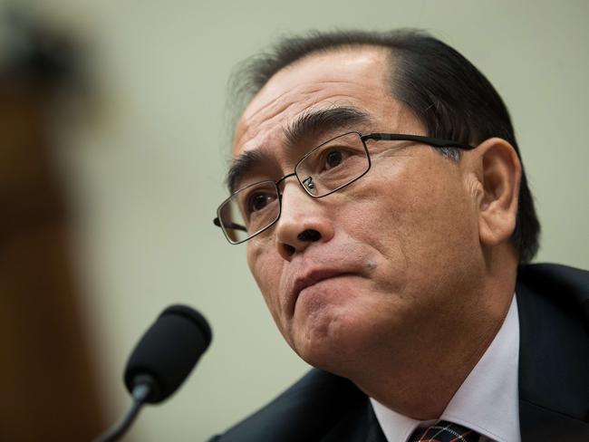 Thae Yong-ho, former chief of mission at the North Korean embassy in the United Kingdom, testifies during a House Foreign Affairs Committee hearing in Washington, DC. Picture: Drew Angerer/Getty Images