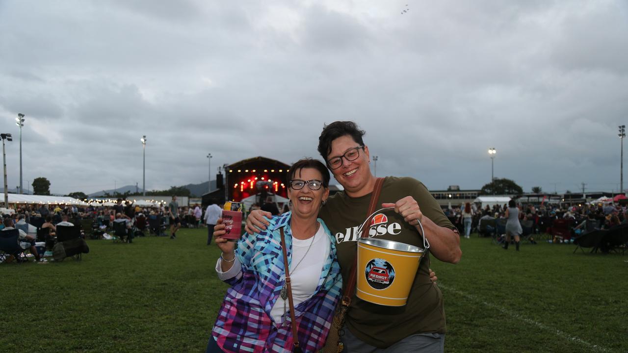 Sandii Campbell and Dyana Brown enjoy the Cairns edition of the Red Hot Summer Tour, held at the Cairns Showgrounds on May 25 2024. Picture: Angus McIntyre