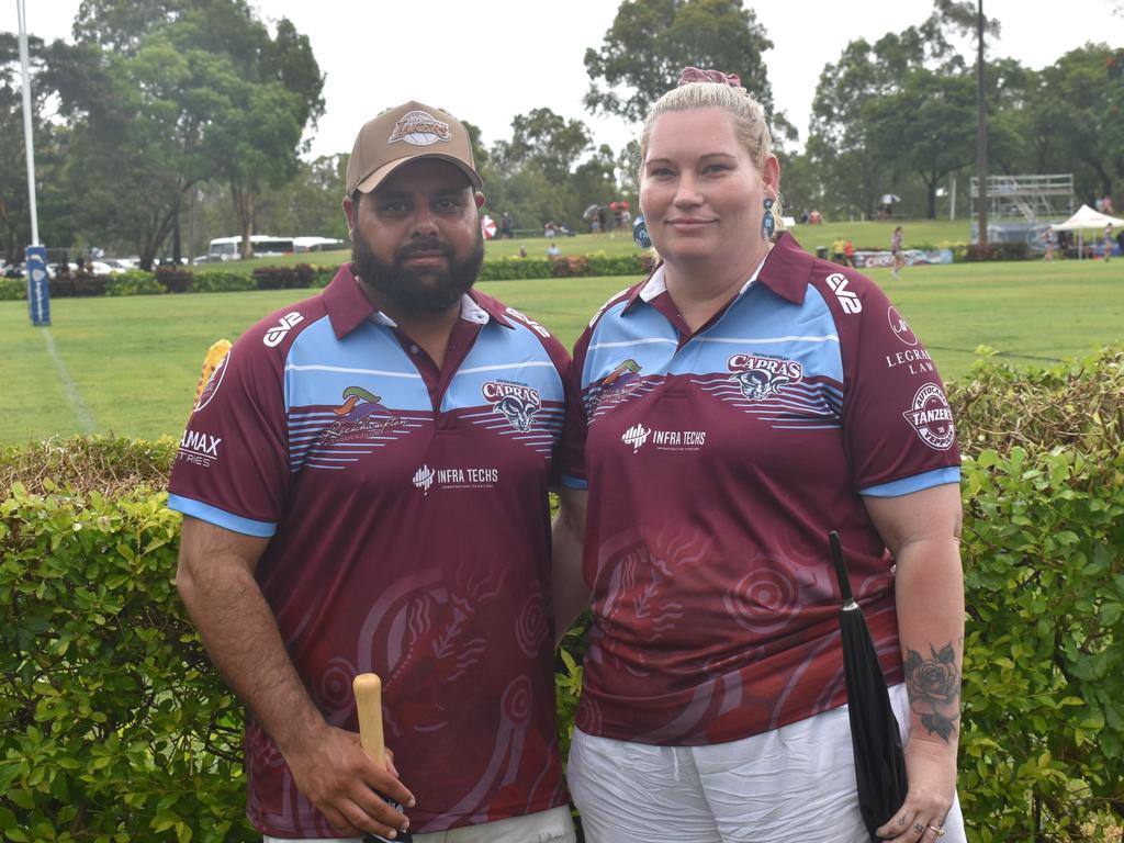 Blackwater's Darren Fewquandie and Tess Forbes at the CQ Capras versus Mackay Cutters under-17 and under-19 pre-season trials at Rugby Park, Rockhampton, on February 1, 2025.