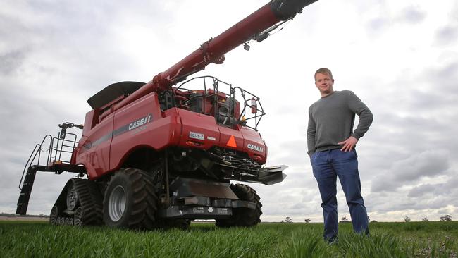 Rupanyup grain grower Ash Teasdale with a Seed Terminator on his Case harvester. Picture: Yuri Kouzmin