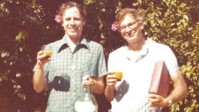 Amos Tversky, left, and Daniel Kahneman in the back garden of their house in the late 1970s.