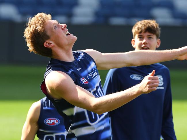 Is Toby Conway ready to become Geelong’s No. 1 ruckman? Picture: Alison Wynd