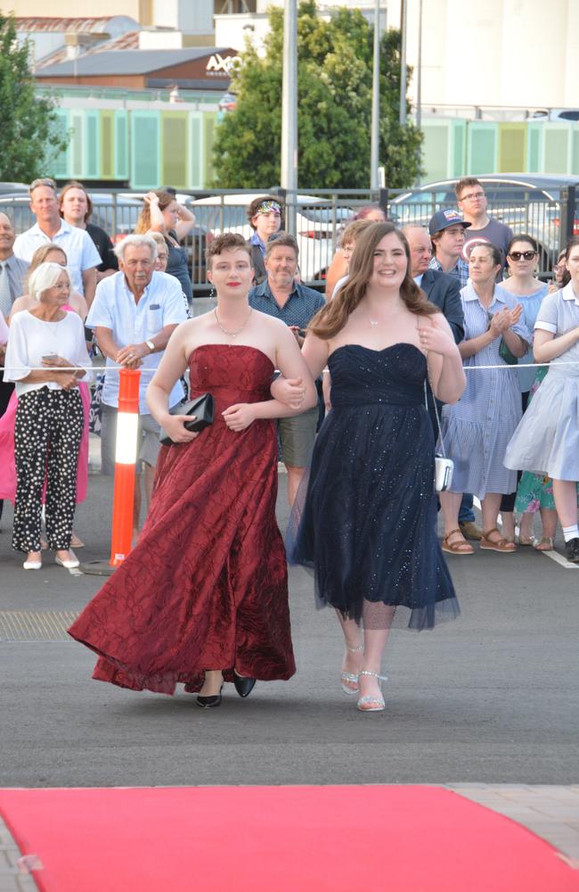 Toowoomba school formals. At the 2023 St Ursula's College formal is graduate Emily McErlean (right) with her partner Tiana. Picture: Rhylea Millar