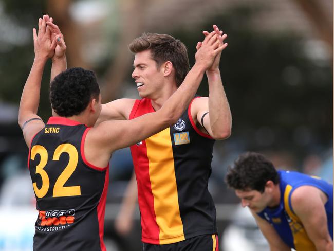 GFL: St Joseph's v North Shore. St Josephs Callum Mitchell kicks a goal. Picture: Mike Dugdale