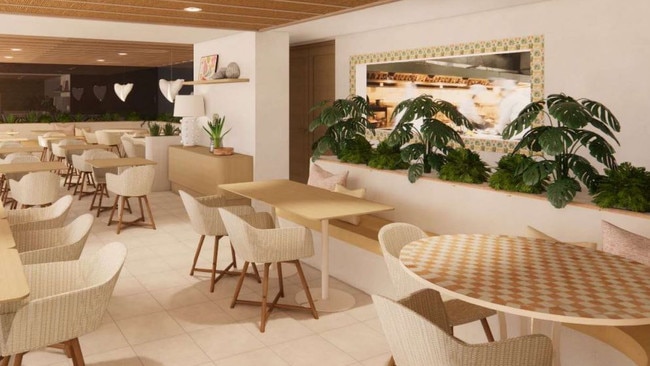 Virtual renders of the restaurant at the newly reopened Elandra Resort in Mission Beach. Picture: Supplied