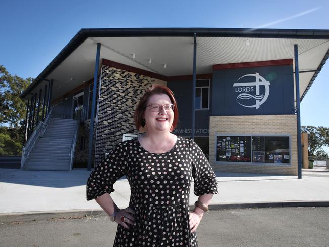 LORDS principal Jodie Hoff outside the school’s new administration building. Picture: Glenn Hampson.