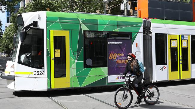 Melbourne’s new fleet of trams are low-floor and meet disability requirements. Picture: Ian Currie