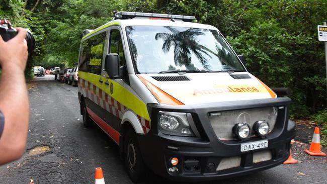 Emergency services at Mt Warning after Sam was killed by a lightning strike. Photo: Steve Holland