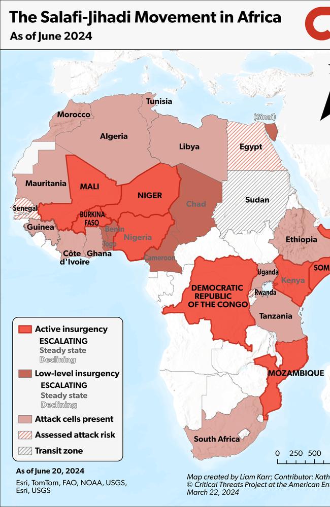 The slaughter of more than 120 Christians in the Congo has raised fears Islamic State has moved to take advantage of its civil war. Picture: ISW/Critical Threats